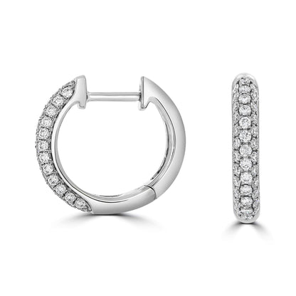 Pave Diamond Hoop Earrings 16mm White Gold - Rosendorff Diamond Jewellers