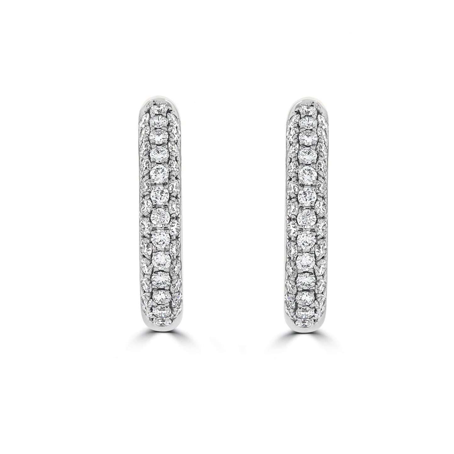 Pave Diamond Hoop Earrings 16mm White Gold - Rosendorff Diamond Jewellers