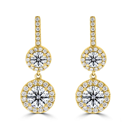 Double Halo Drop Diamond Earrings - Rosendorff Diamond Jewellers