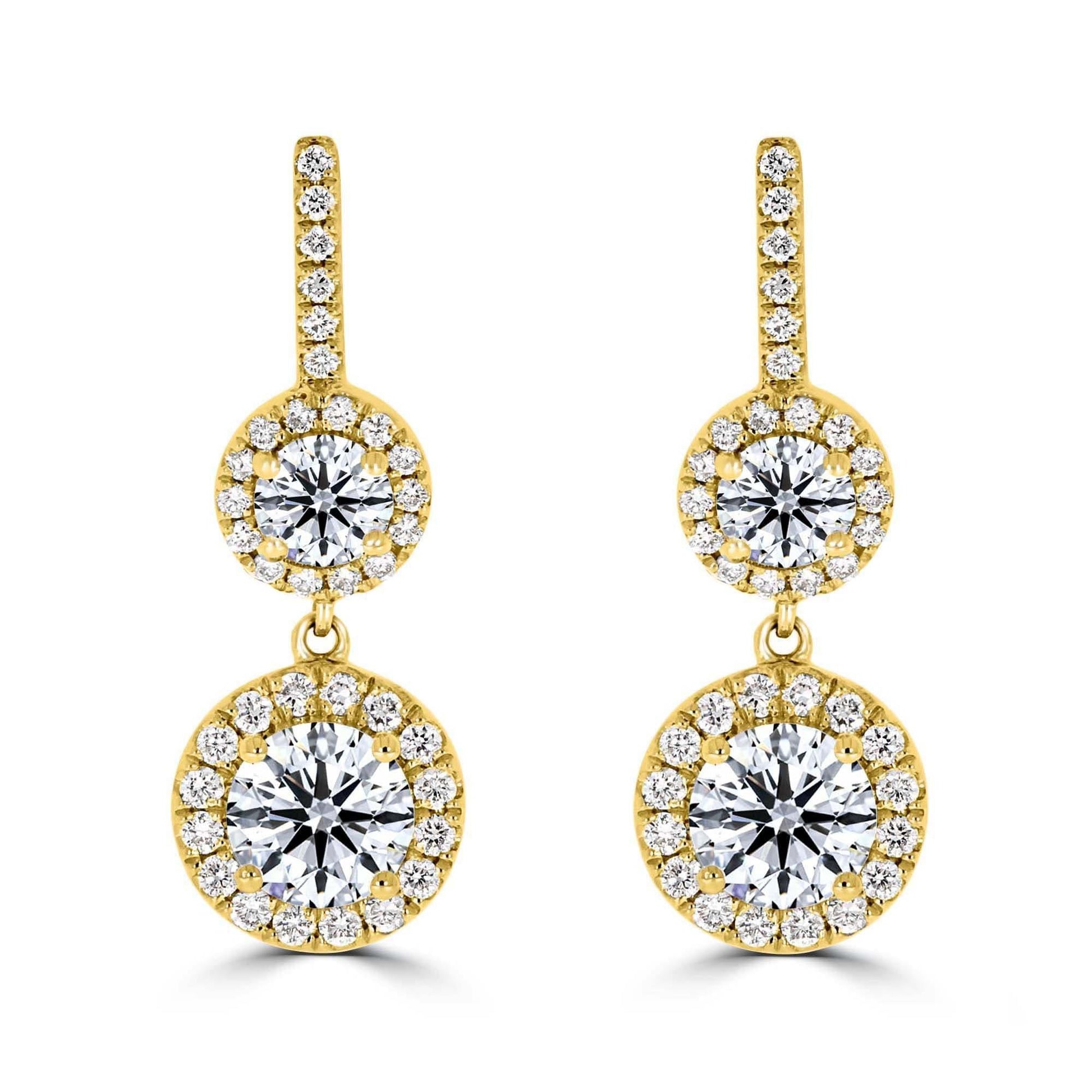 Double Halo Drop Diamond Earrings - Rosendorff Diamond Jewellers