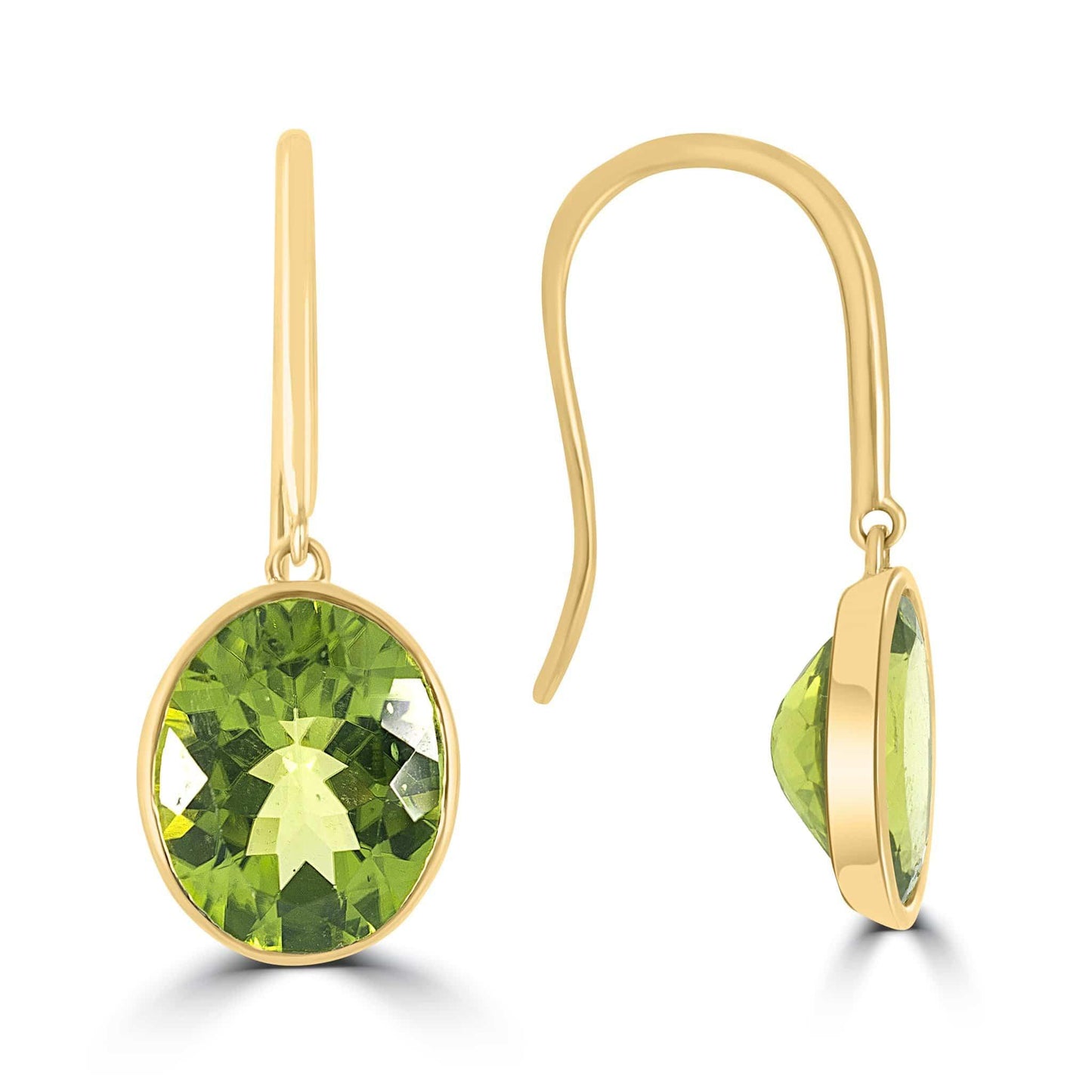 Oval Peridot Drop Hook Earrings - Rosendorff Diamond Jewellers