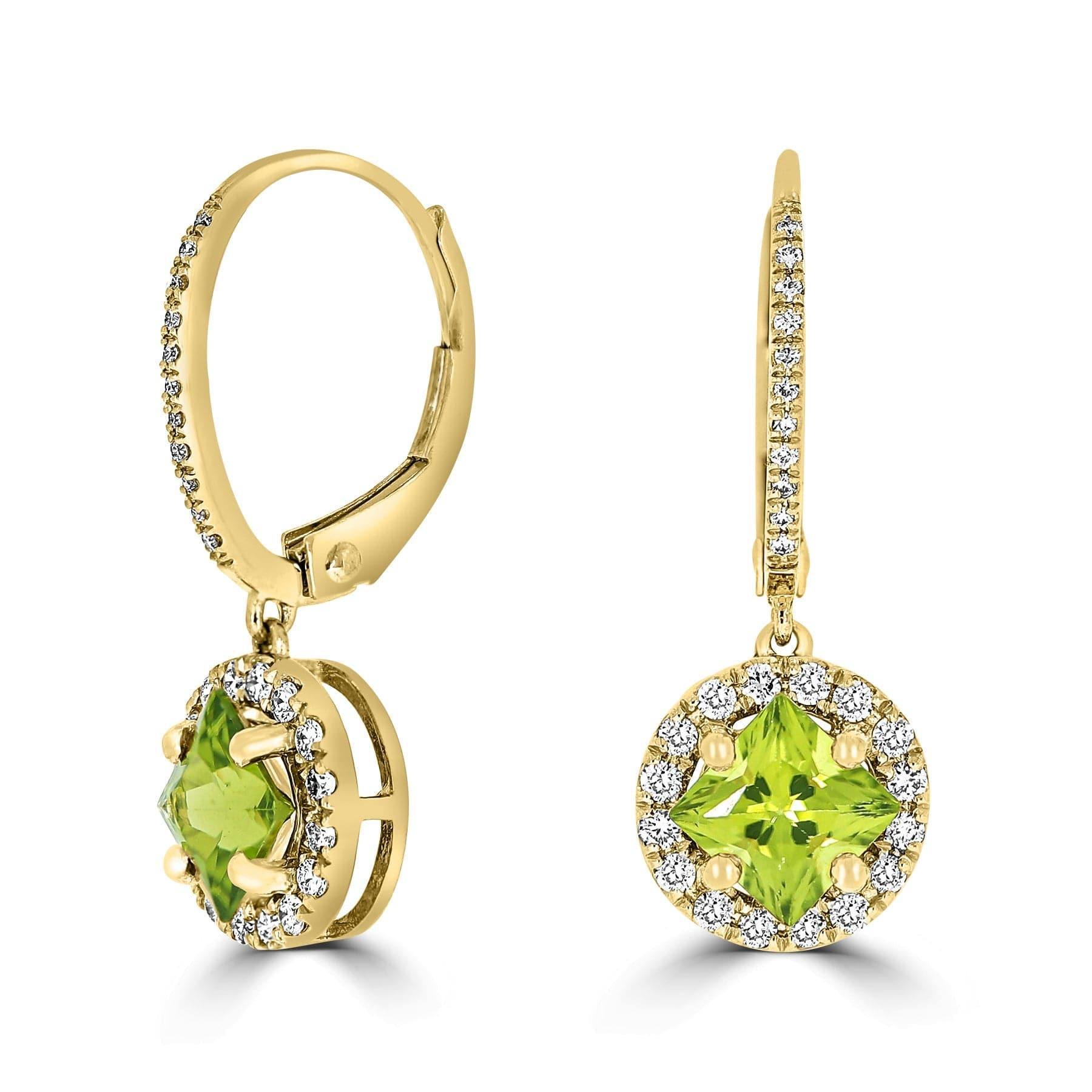 Peridot & Diamond Halo Earrings - Rosendorff Diamond Jewellers