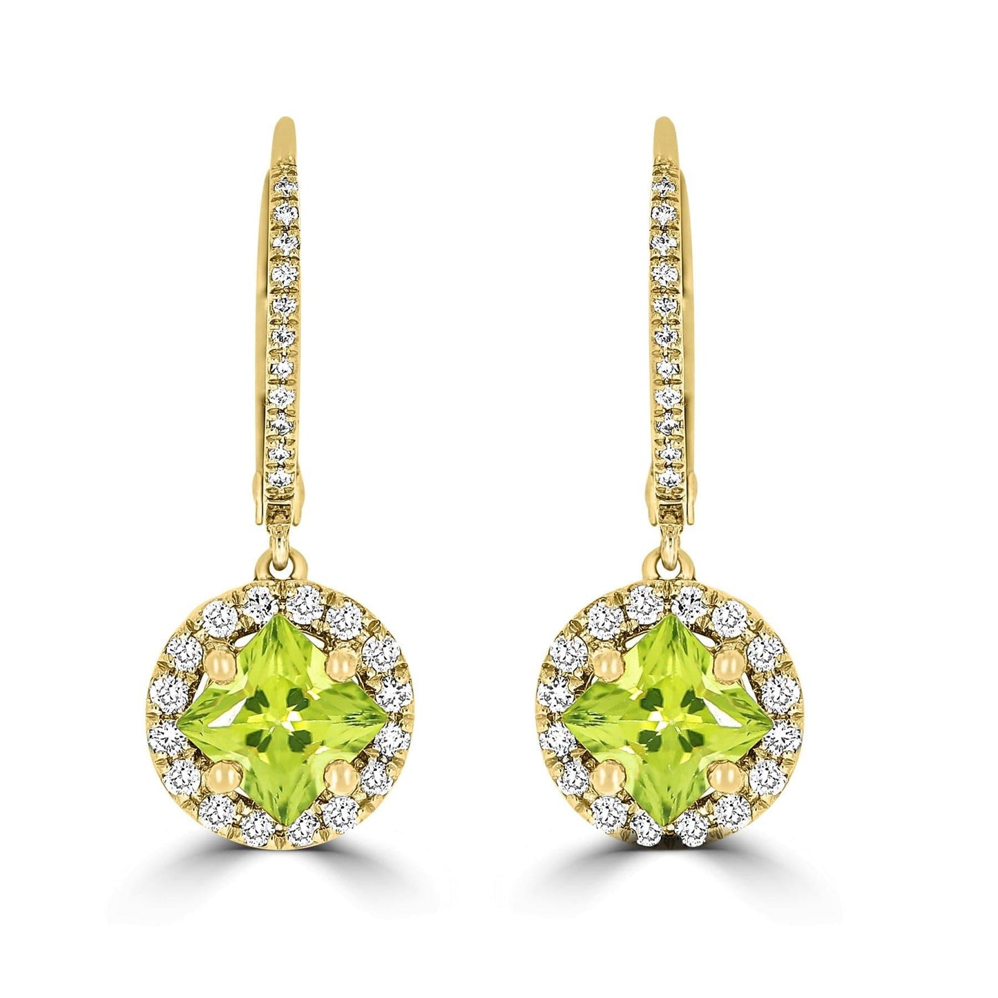 Peridot & Diamond Halo Earrings - Rosendorff Diamond Jewellers