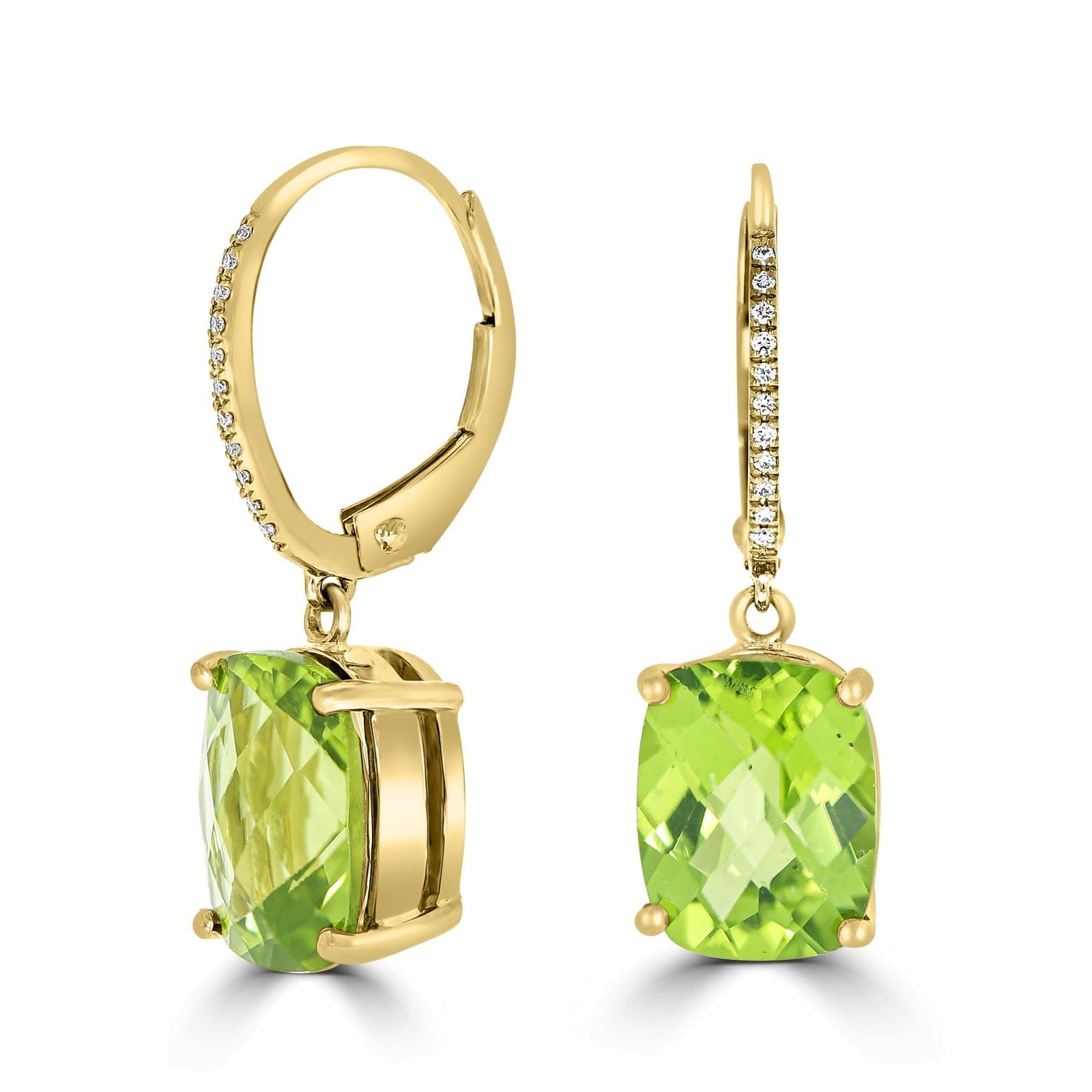 Peridot & Diamond Drop Earrings - Rosendorff Diamond Jewellers
