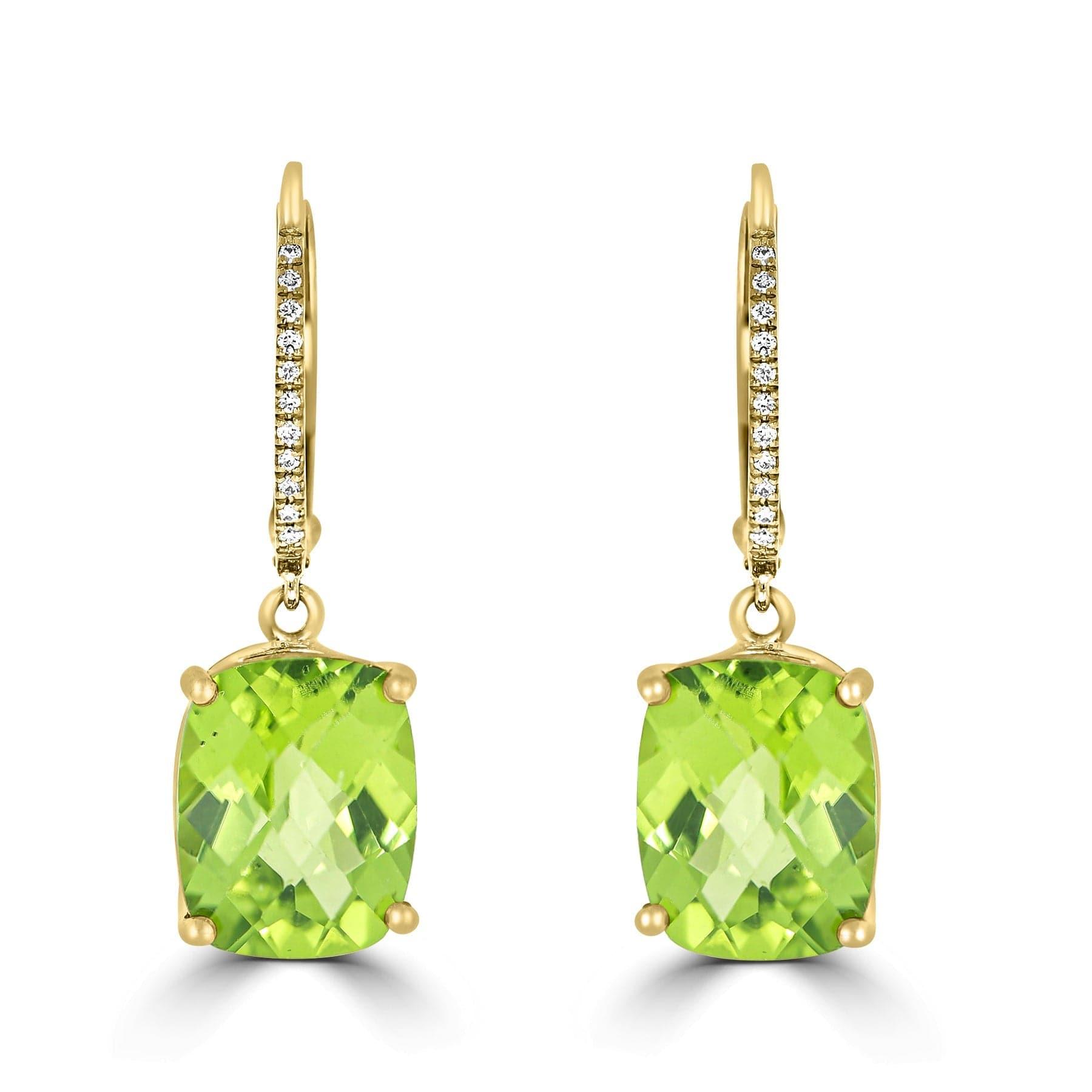 Peridot & Diamond Drop Earrings - Rosendorff Diamond Jewellers