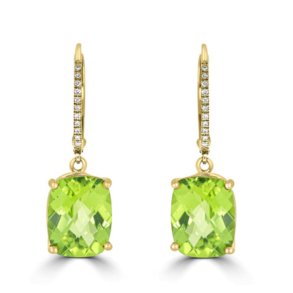 Peridot & Diamond Drop Earrings - Rosendorff Diamond Jewellers
