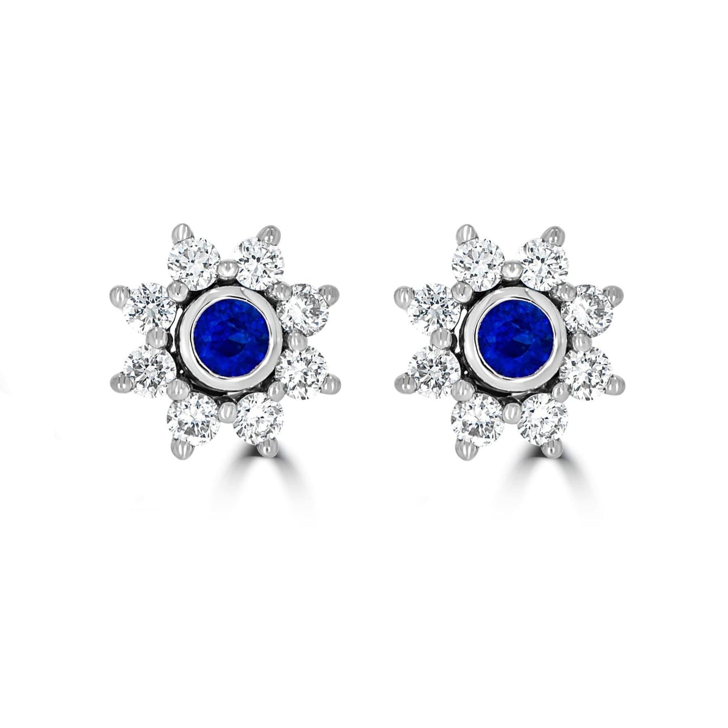 Star Halo Sapphire & Diamond Earrings - Rosendorff Diamond Jewellers