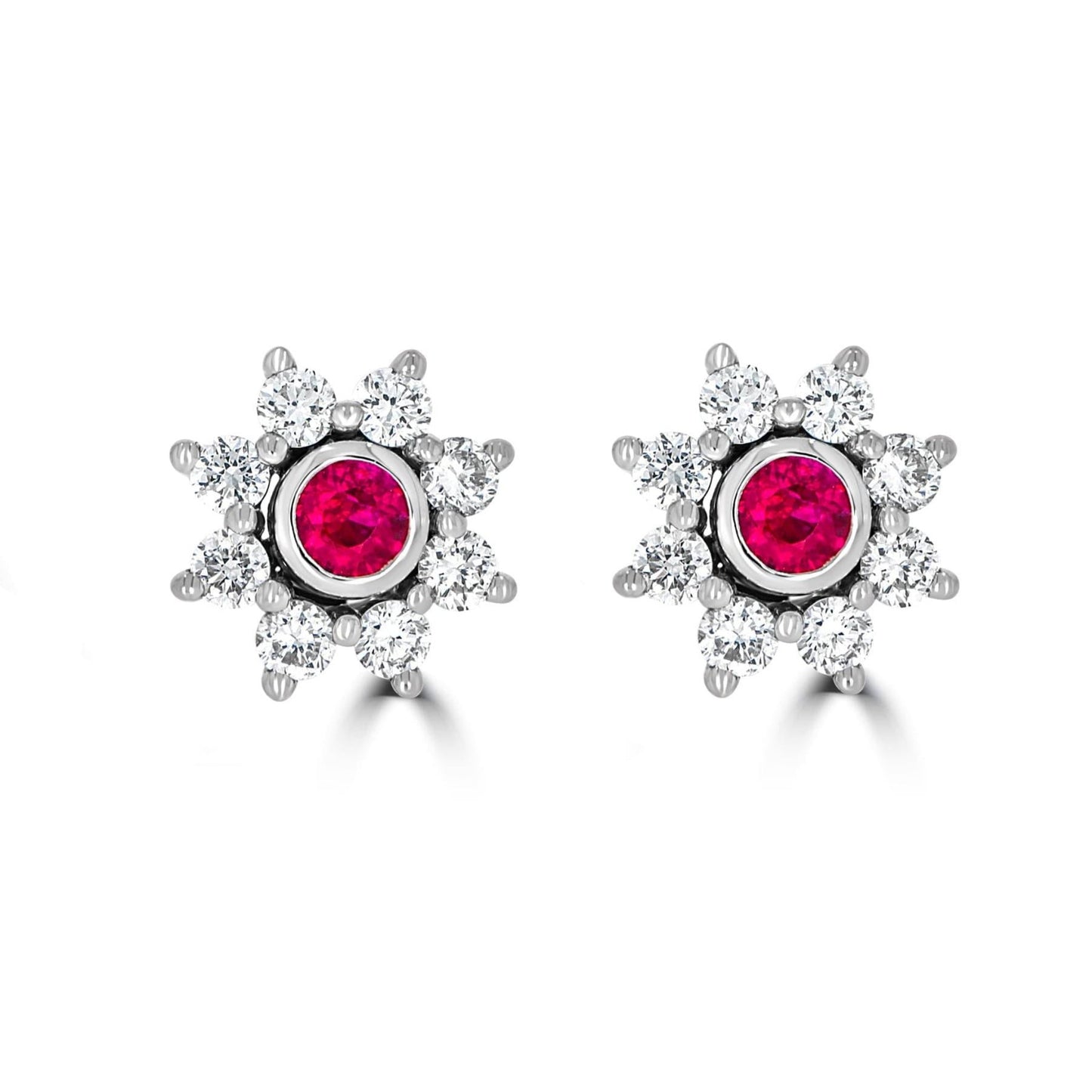 Star Halo Ruby & Diamond Earrings - Rosendorff Diamond Jewellers