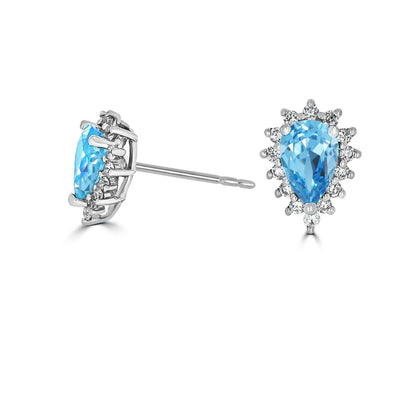 Aquamarine Diamond Halo Earrings - Rosendorff Diamond Jewellers