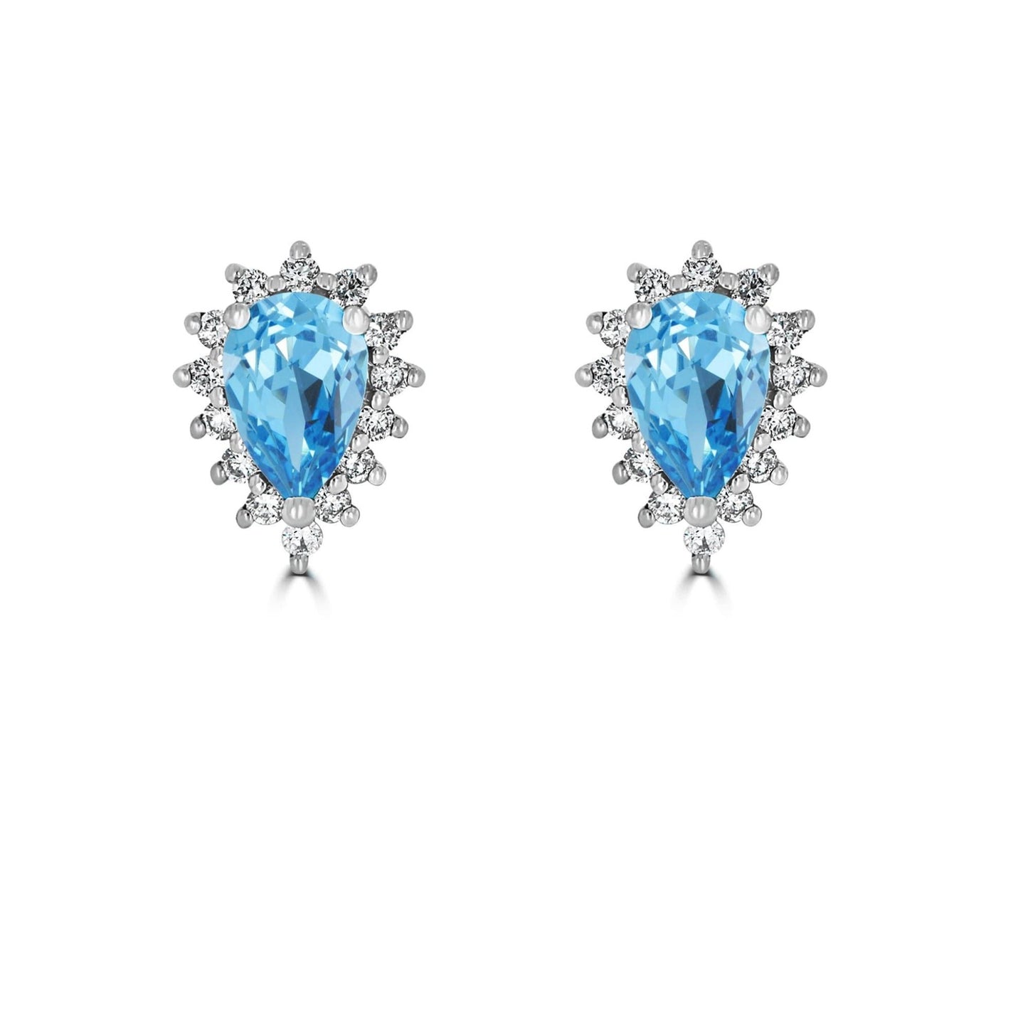 Aquamarine Diamond Halo Earrings - Rosendorff Diamond Jewellers