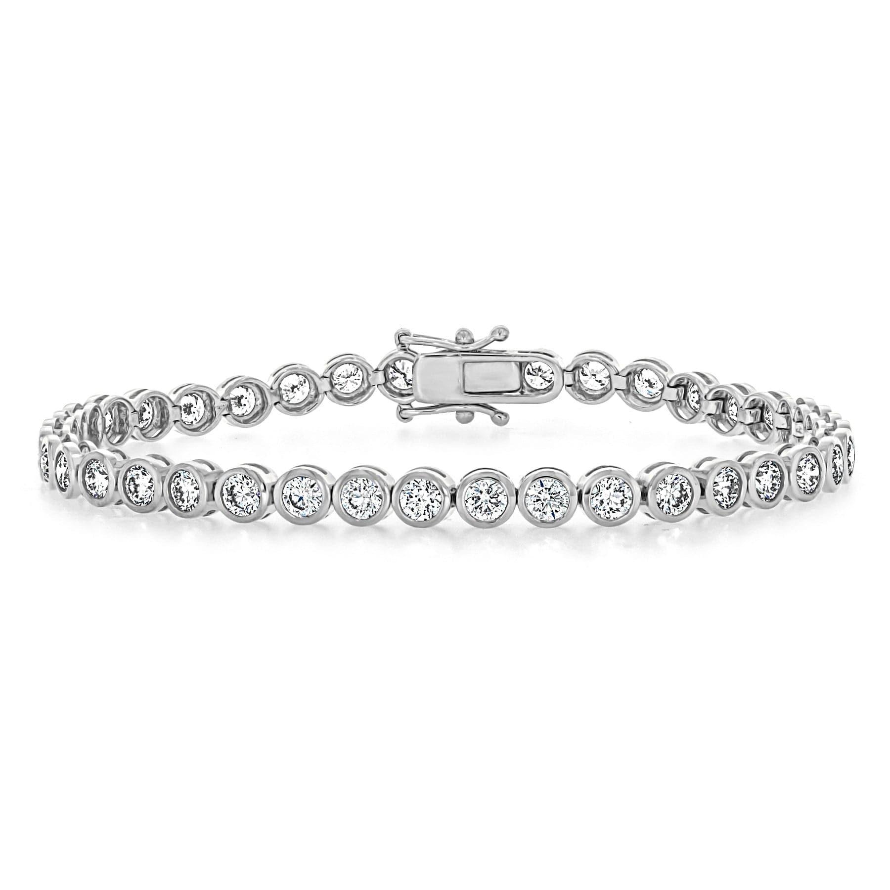 5.40ct Diamond Tennis Bracelet Bezel Set | 18ct White Gold - Rosendorff Diamond Jewellers