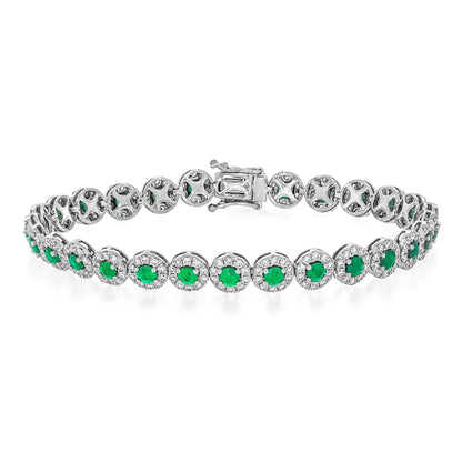 Halo Emerald & Diamond Bracelet - Rosendorff Diamond Jewellers