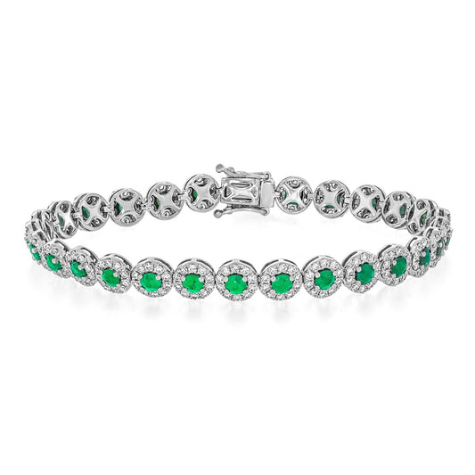 Halo Emerald & Diamond Bracelet - Rosendorff Diamond Jewellers