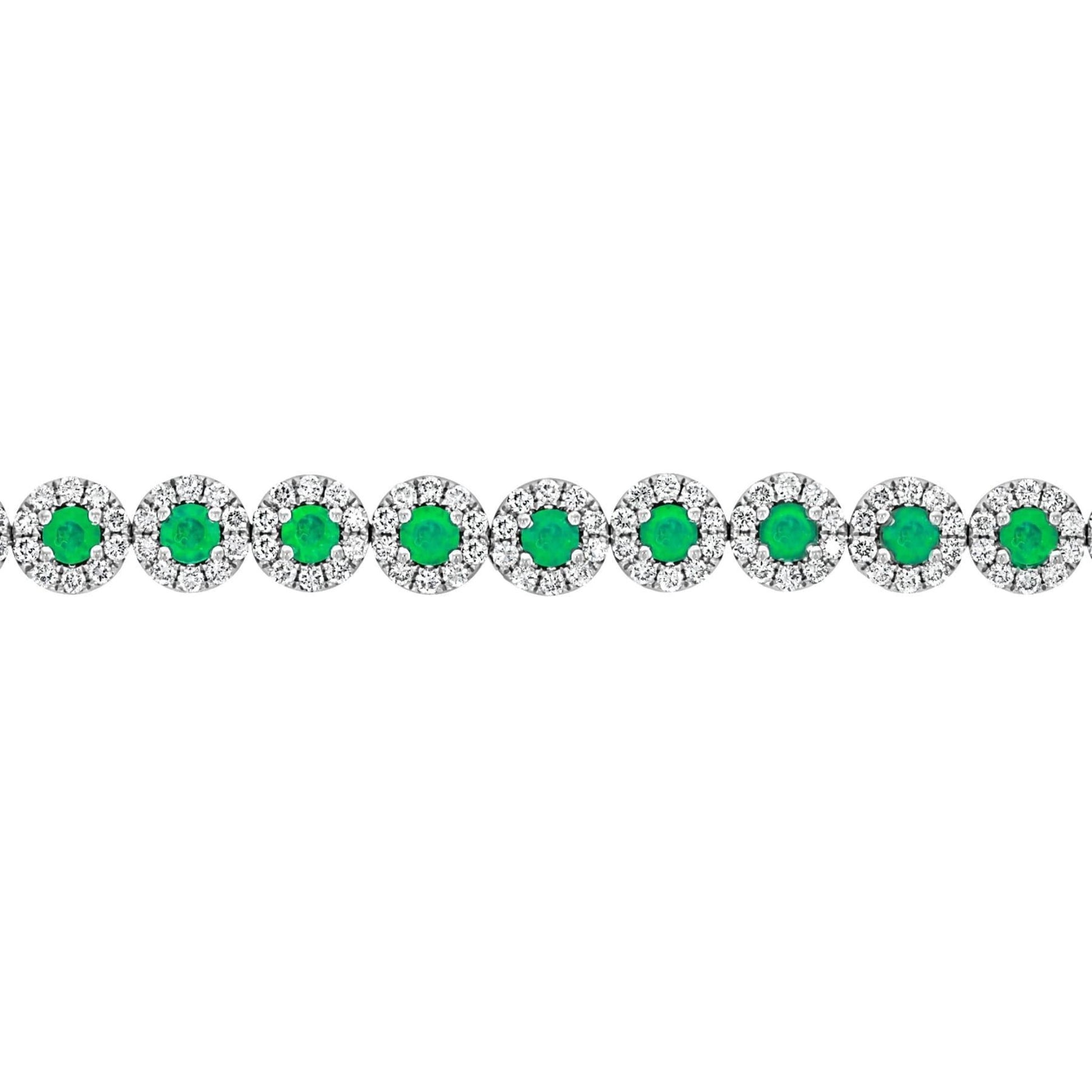 Halo Emerald & Diamond Bracelet - Rosendorff Diamond Jewellers