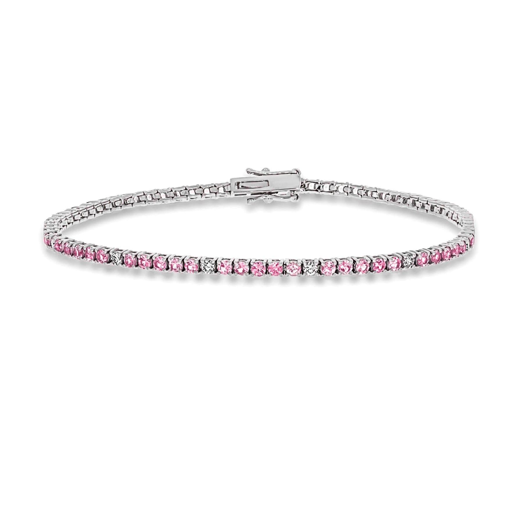 Pink Sapphire & Diamond Bracelet | White Gold - Rosendorff Diamond Jewellers