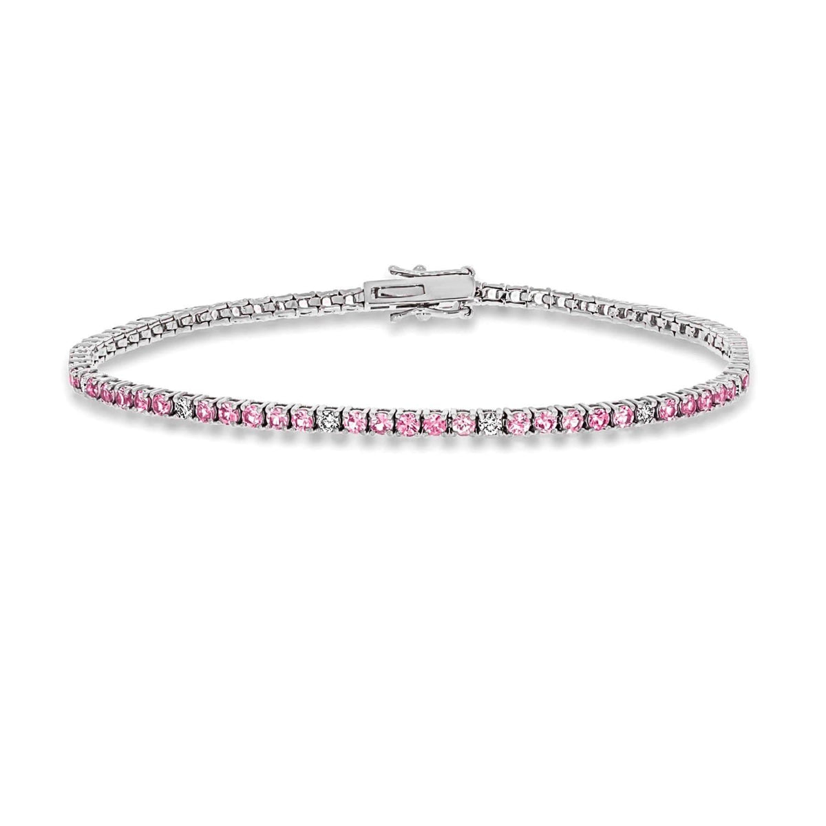 Pink Sapphire & Diamond Bracelet | White Gold - Rosendorff Diamond Jewellers