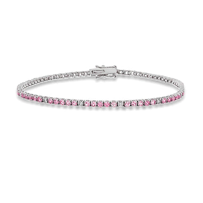 Pink Sapphire & Diamond Bracelet | White Gold - Rosendorff Diamond Jewellers