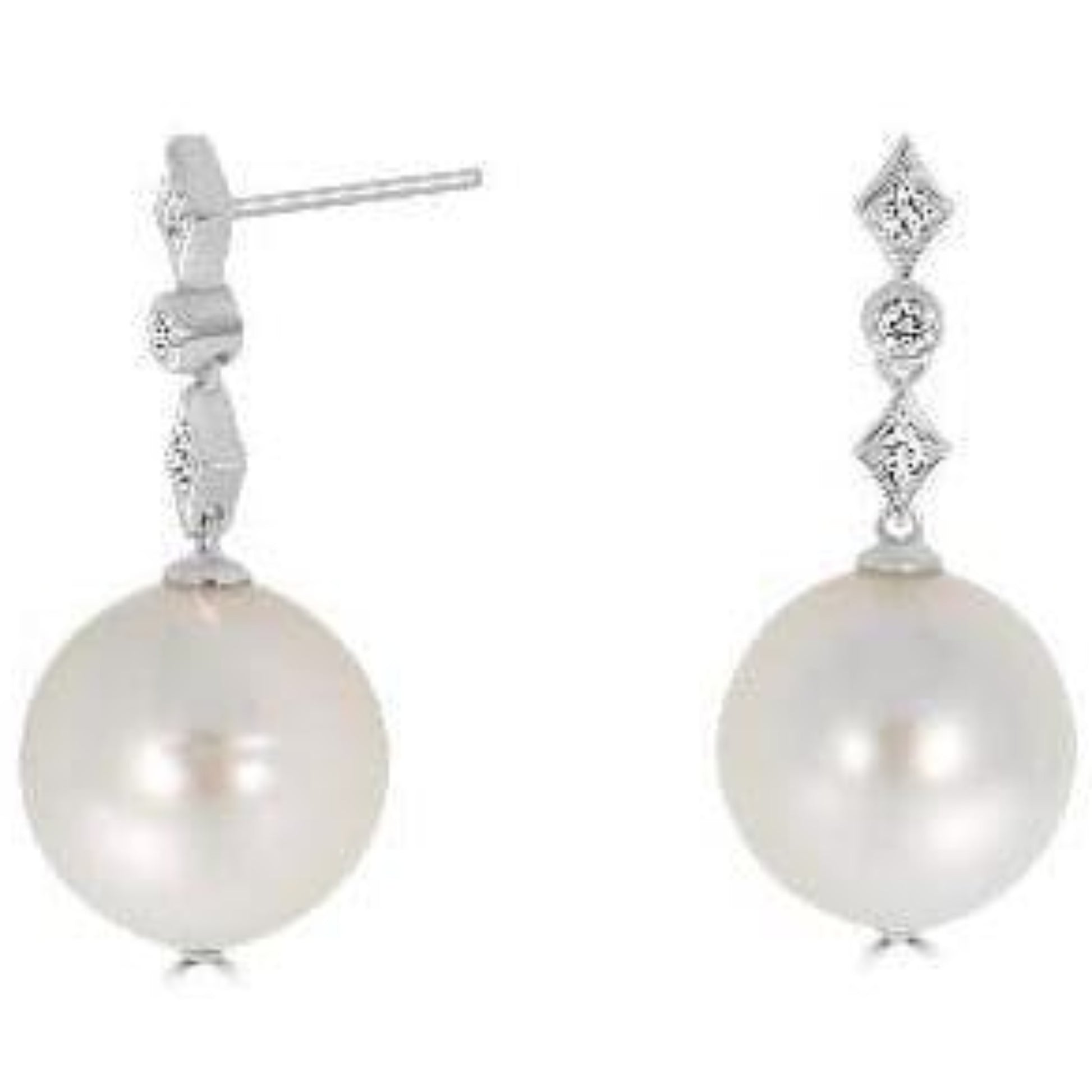South Sea Pearl & Diamond Earrings - Rosendorff Diamond Jewellers