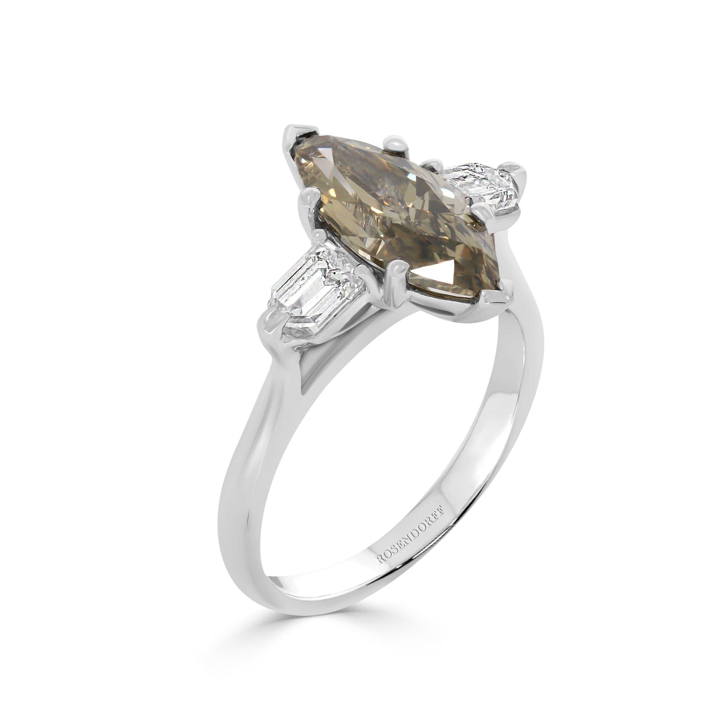 Greenish Marquise Trilogy Diamond Ring - Rosendorff Diamond Jewellers