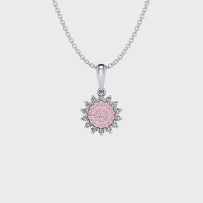 Eminence Pinks Diamond Sunflower Pendant | White Gold