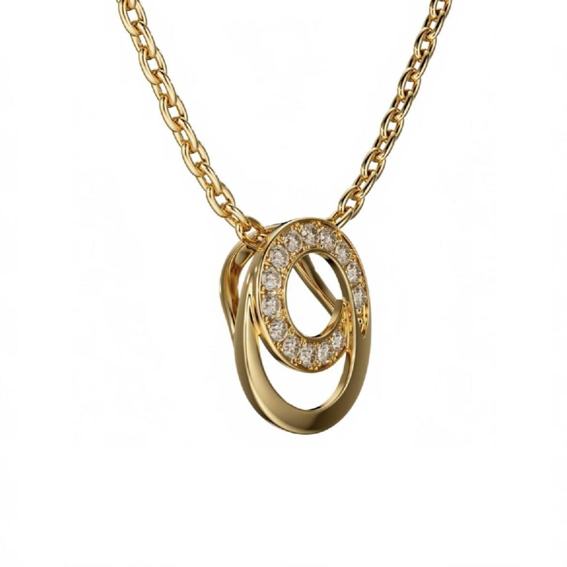 Champagne Double Circle Diamond Pendant | 18ct Yellow Gold - Rosendorff Diamond Jewellers