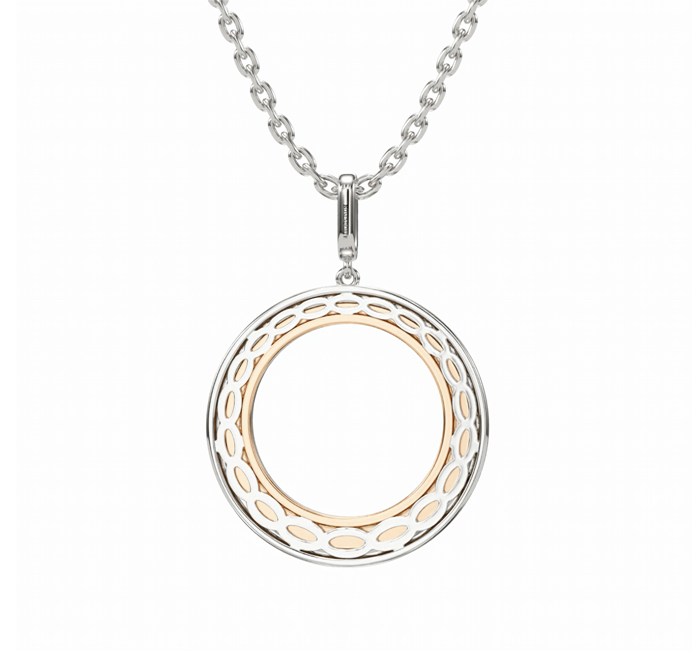 Pink & White Diamond Circle Pendant | 18ct White Gold - Rosendorff Diamond Jewellers