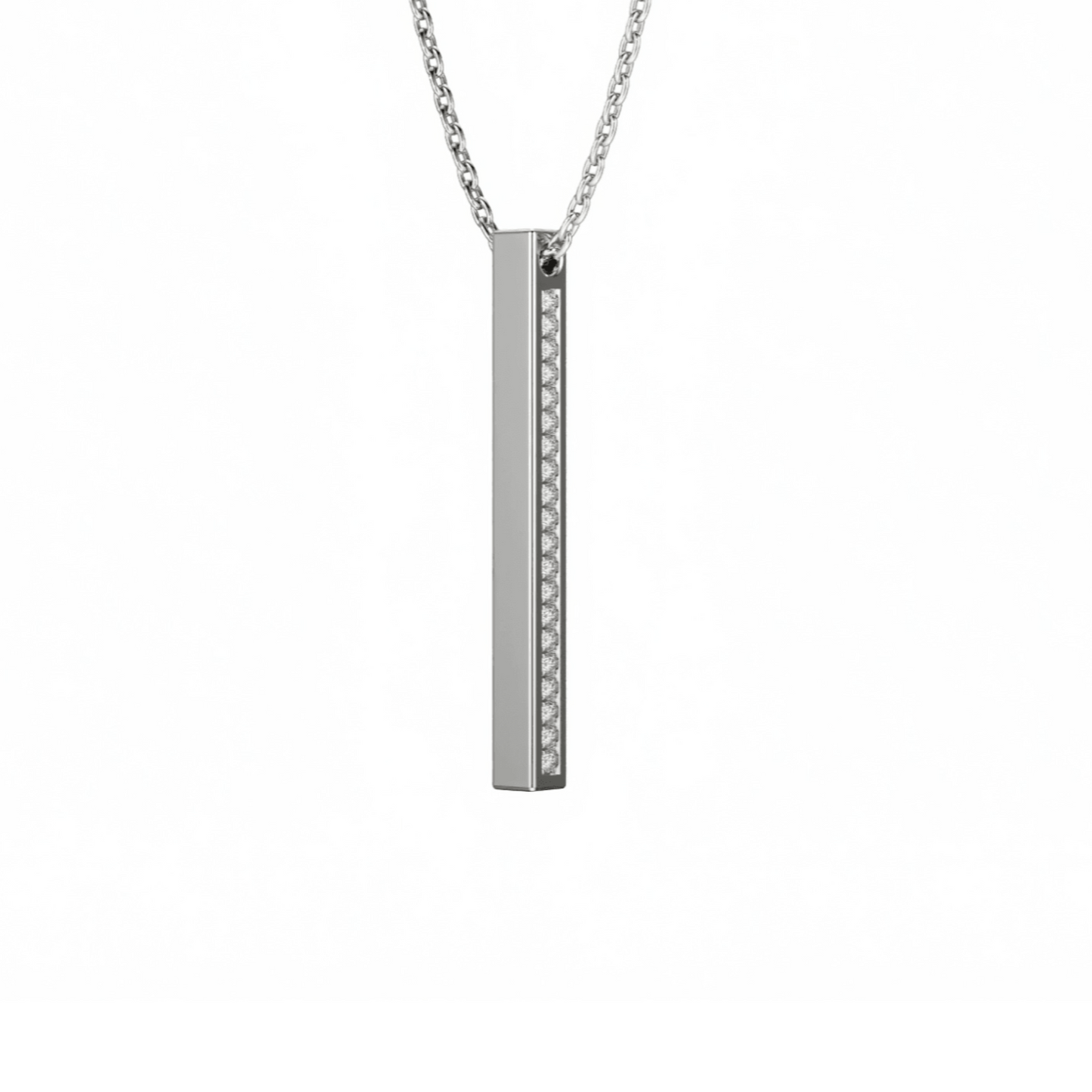 Vertical Drop Diamond Bar Pendant | 18ct White Gold - Rosendorff Diamond Jewellers
