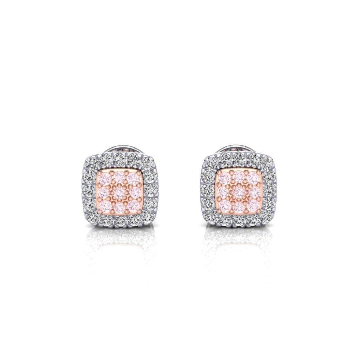 Eminence Pinks Diamond Square Earrings | White Gold - Rosendorff Diamond Jewellers