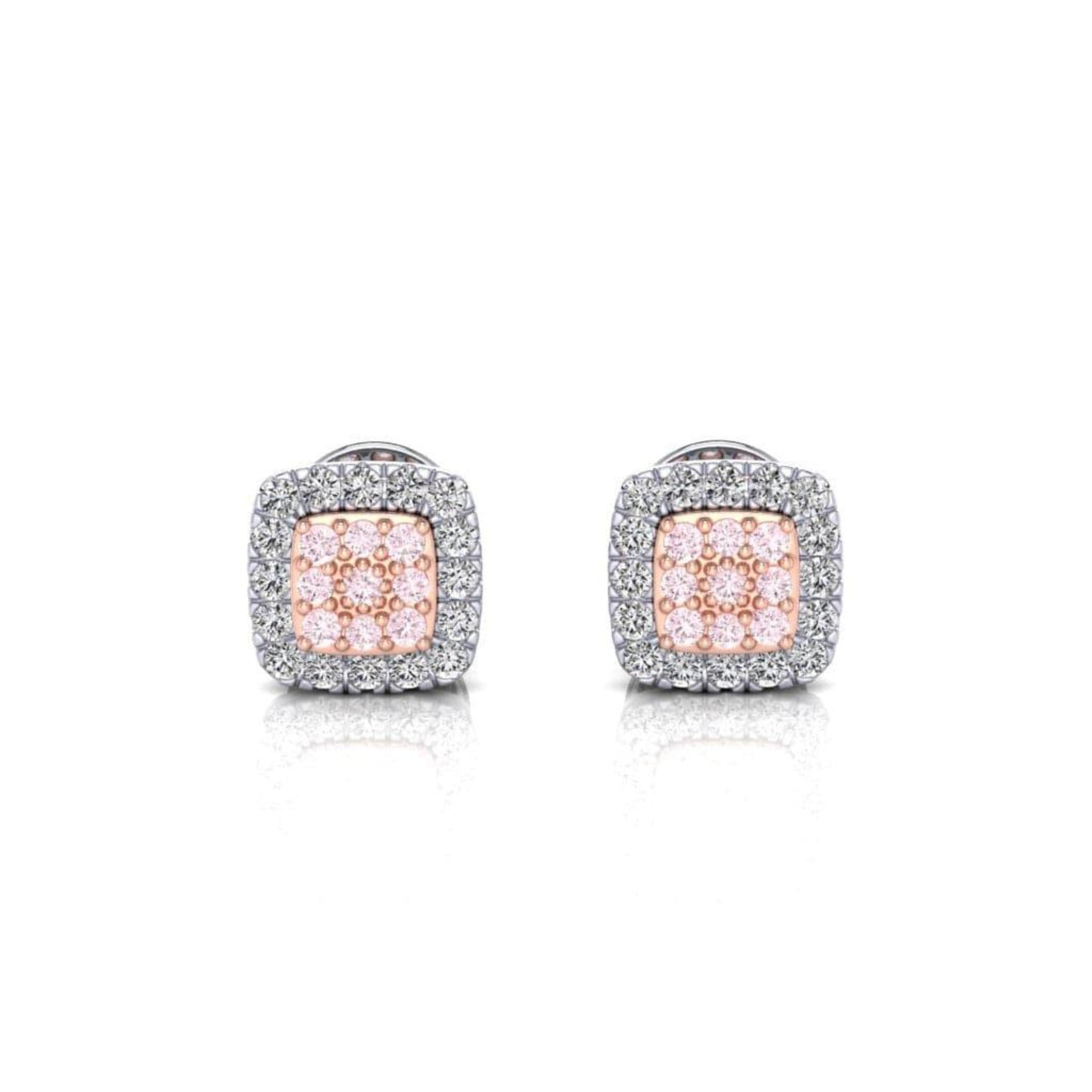 Eminence Pinks Diamond Square Earrings | White Gold - Rosendorff Diamond Jewellers