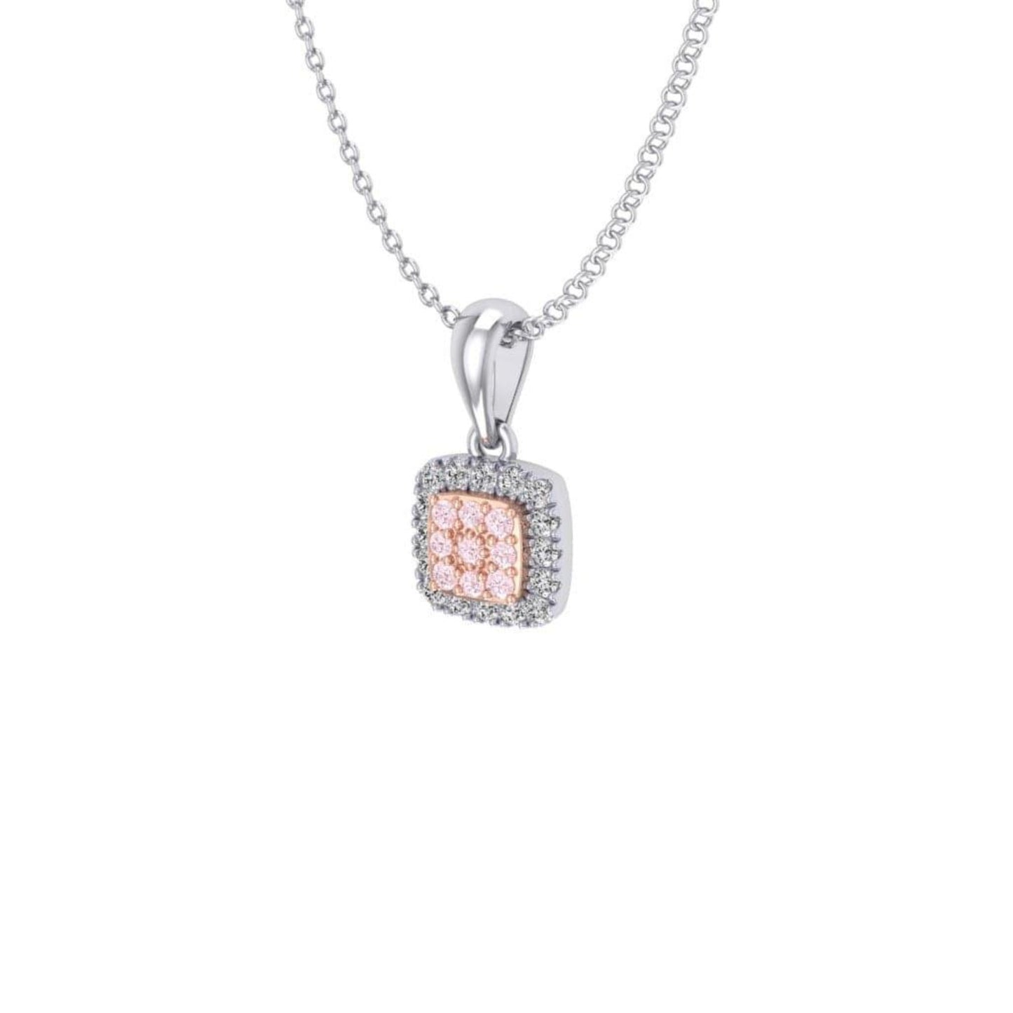 Eminence Pinks Diamond Square Pendant | White Gold - Rosendorff Diamond Jewellers
