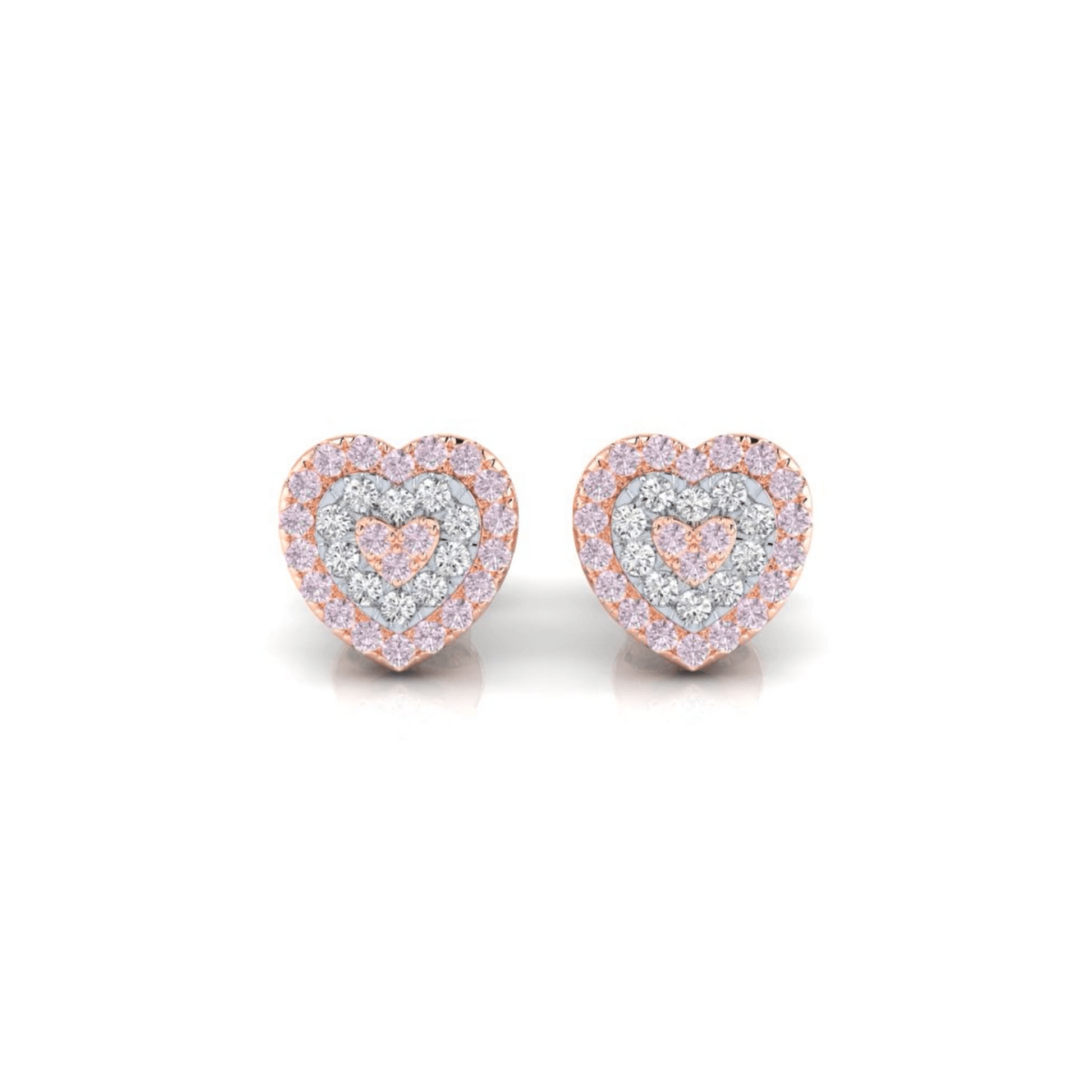 Pink heart diamond earrings deals