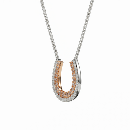 Horse Shoe Pink Diamond Pendant | 18ct White Gold - Rosendorff Diamond Jewellers