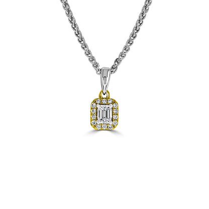 Halo Emerald Diamond Pendant - Rosendorff Diamond Jewellers