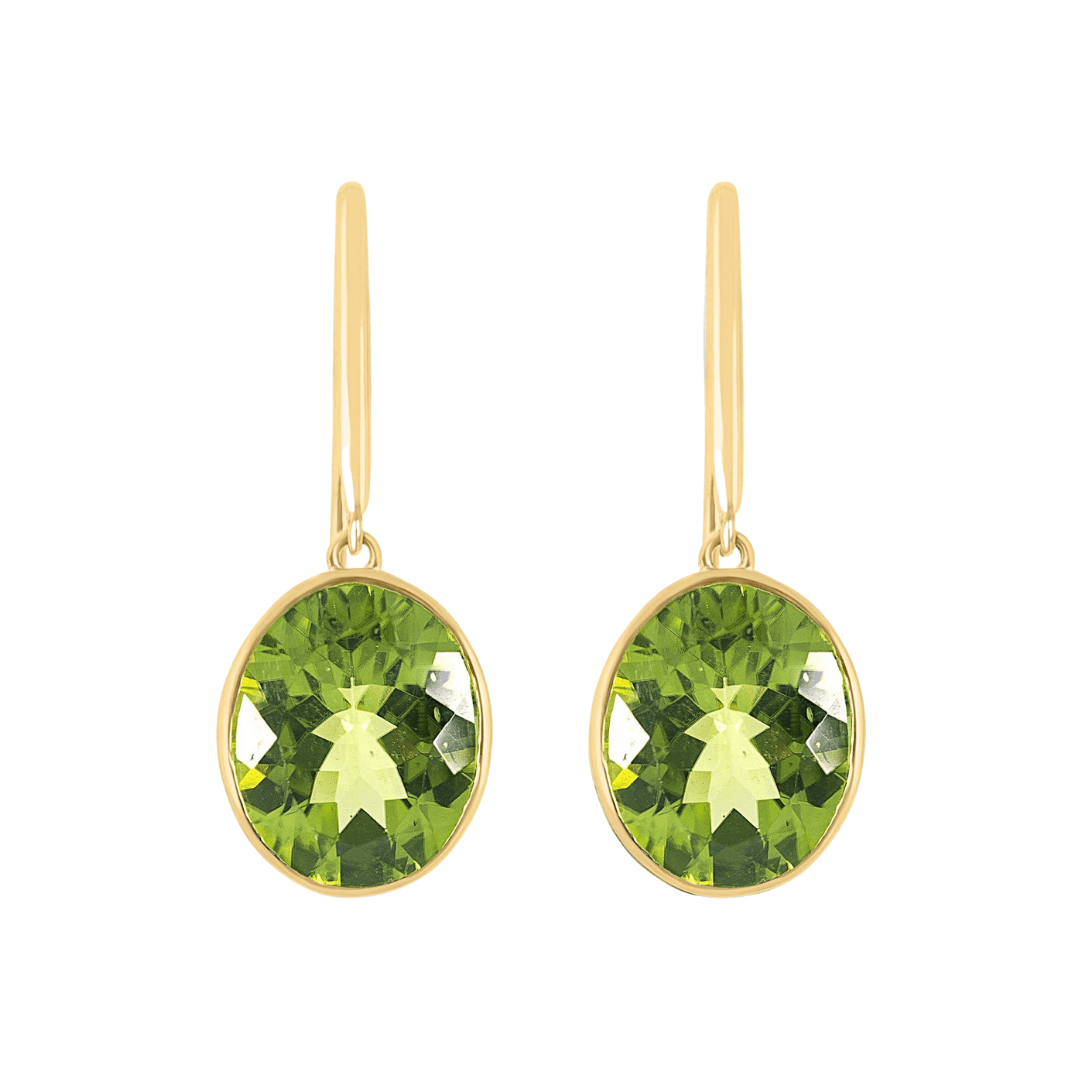 Oval Peridot Drop Hook Earrings - Rosendorff Diamond Jewellers