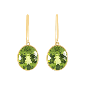 Oval Peridot Drop Hook Earrings
