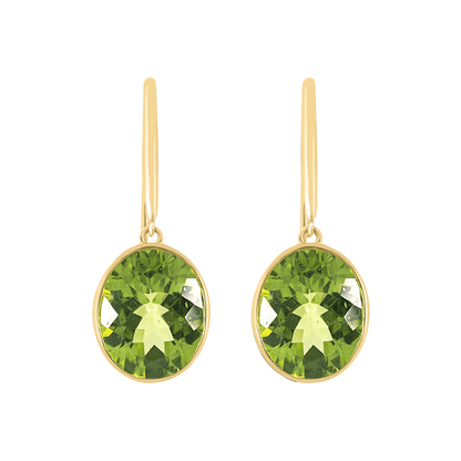 Oval Peridot Drop Hook Earrings - Rosendorff Diamond Jewellers