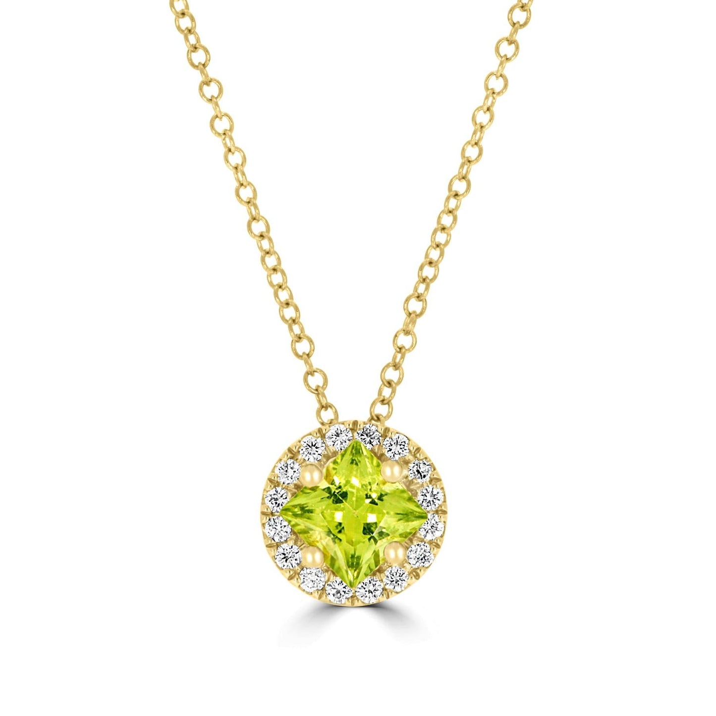 Peridot and Diamond Halo Pendant - Rosendorff Diamond Jewellers