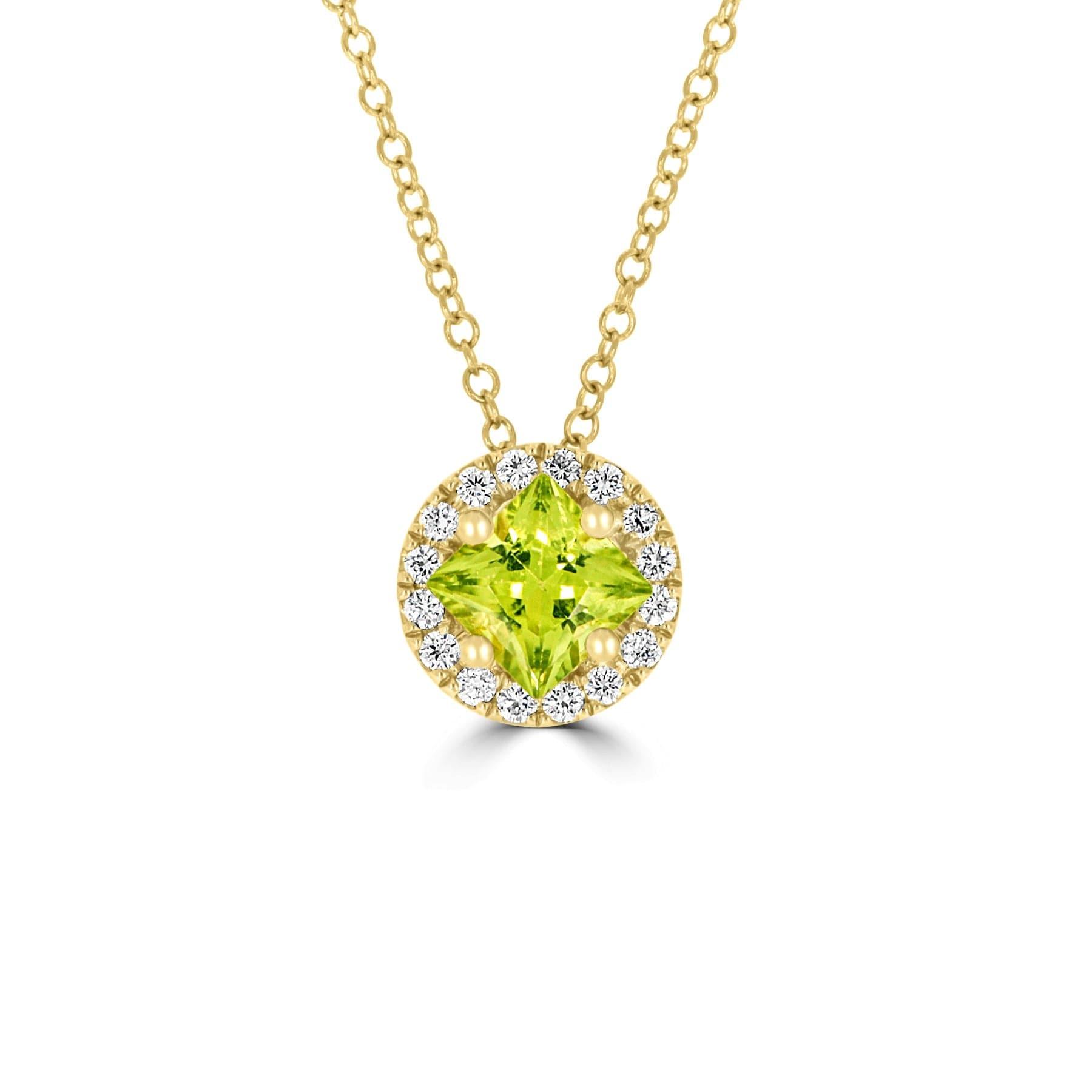 Peridot and Diamond Halo Pendant - Rosendorff Diamond Jewellers