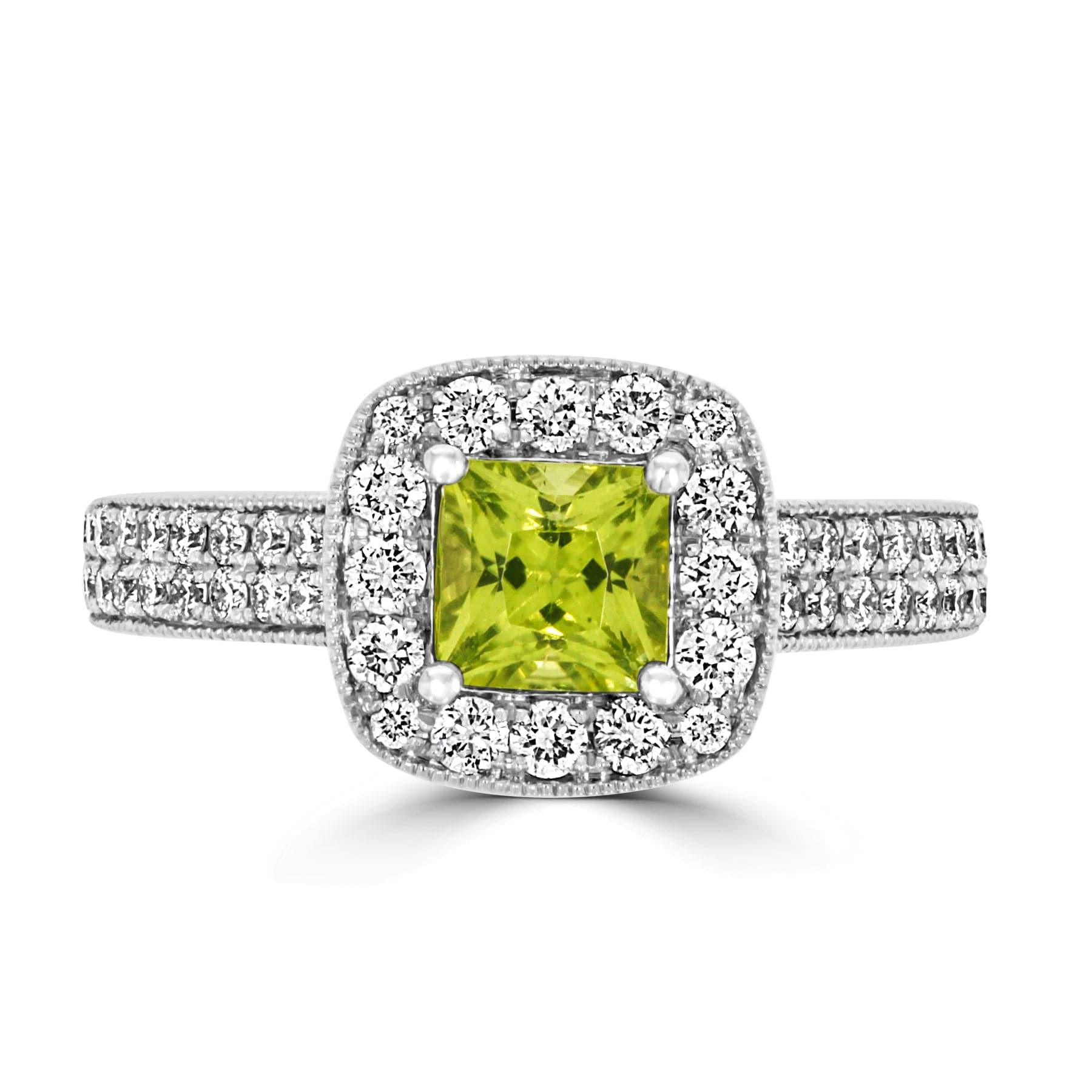 Princess Peridot & Diamond Ring - Rosendorff Diamond Jewellers