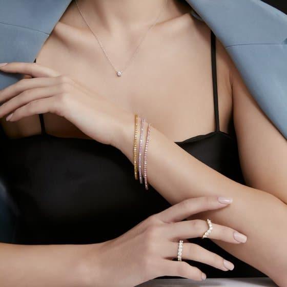 Pink Sapphire & Diamond Bracelet | White Gold - Rosendorff Diamond Jewellers