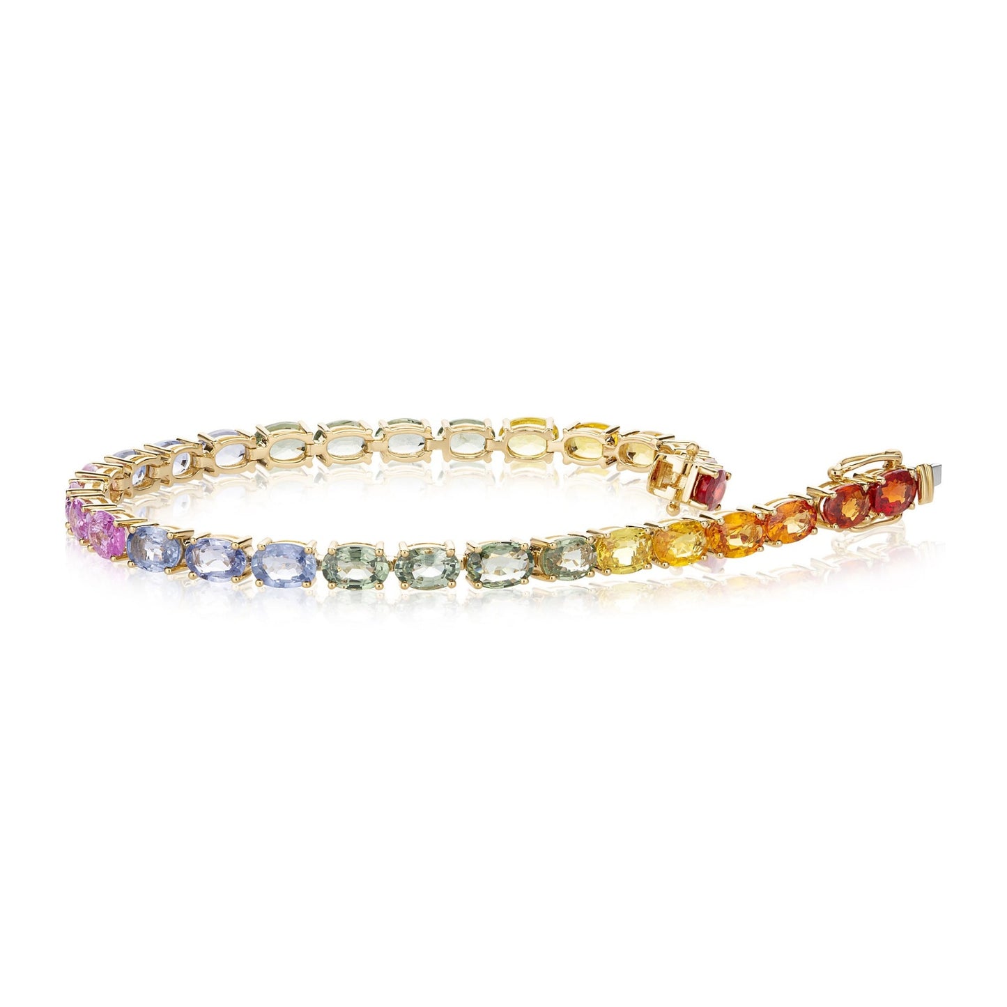 Sapphire Rainbow 16.46ct Tennis Bracelet | 18ct Yellow Gold