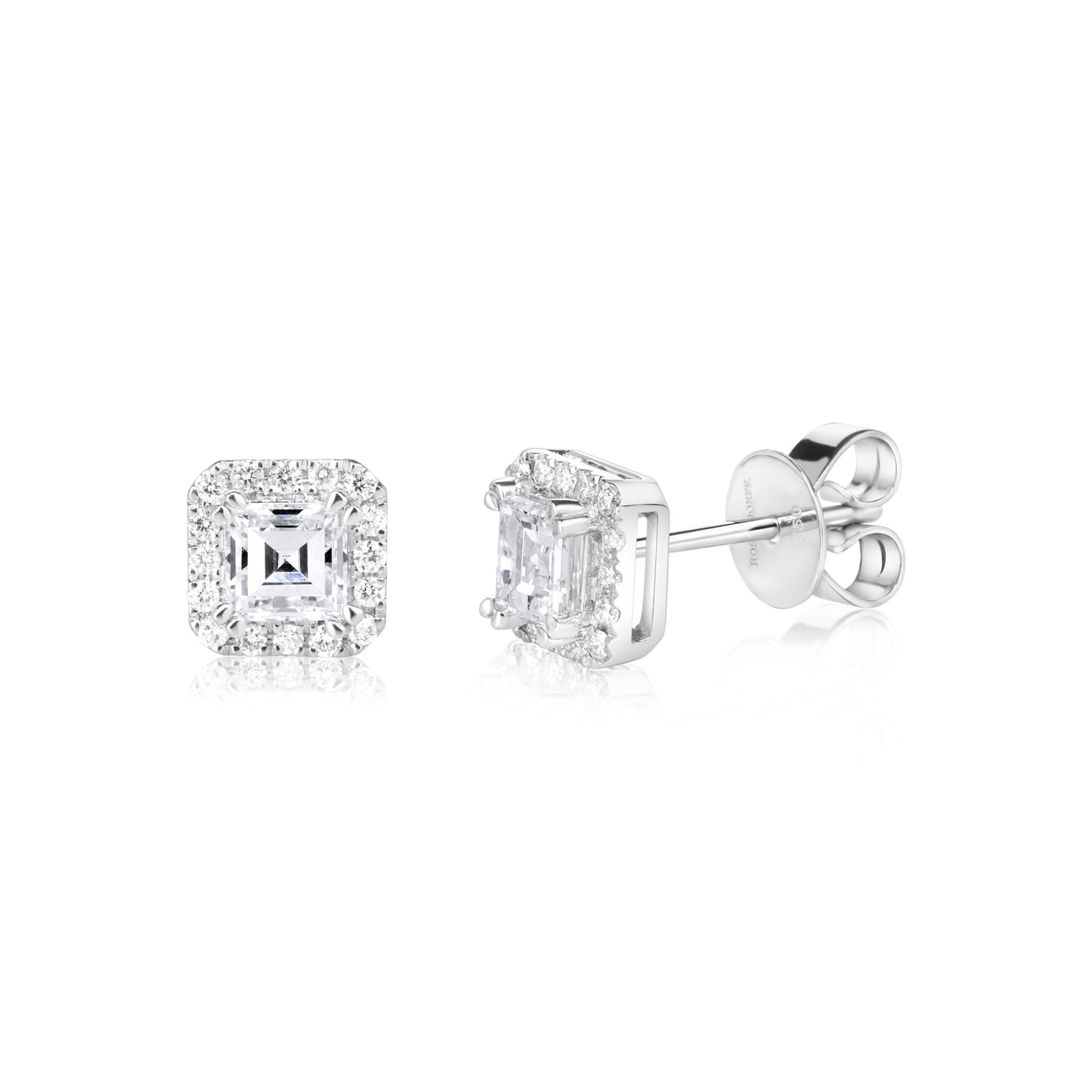Carre Halo Stud Earrings | 18ct White Gold