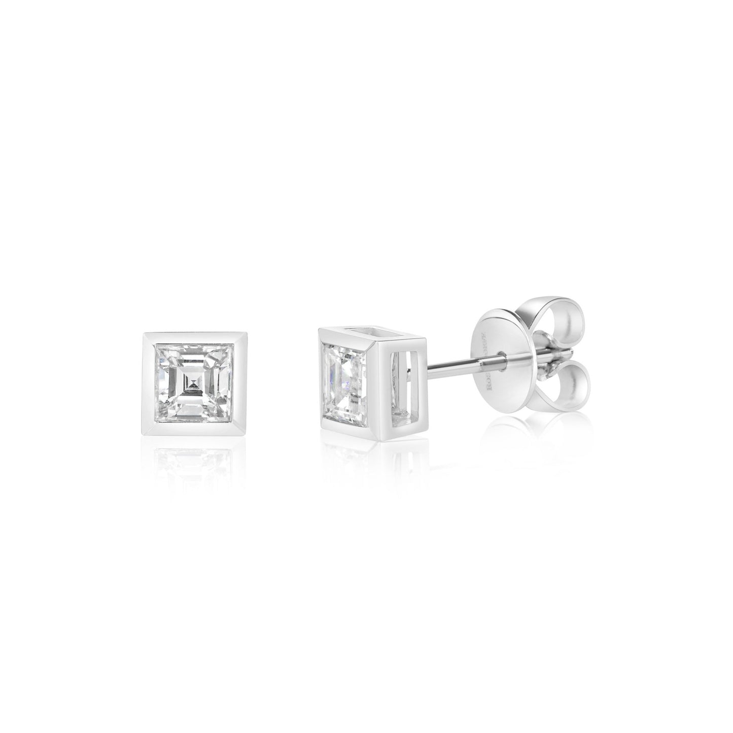 Carre Bezel Diamond Stud Earrings | 18ct White Gold