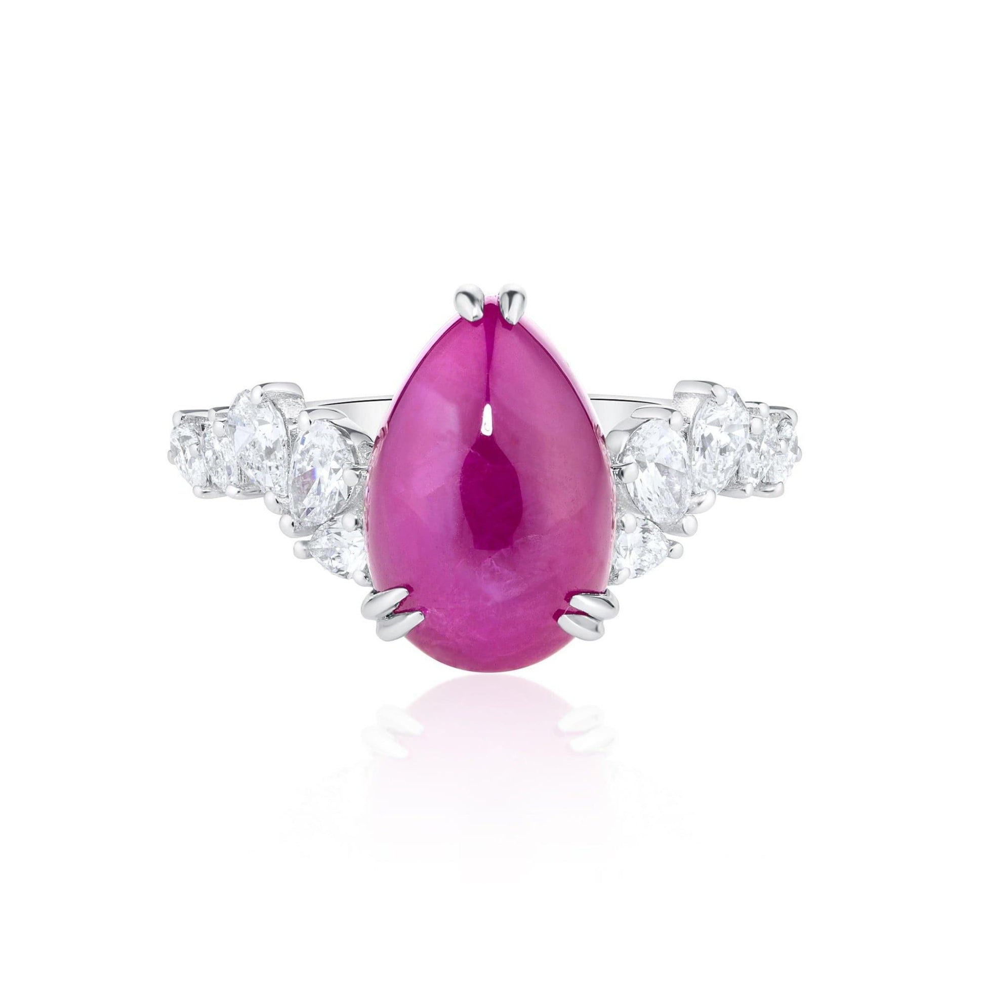 Pear Shape Cabochon Ruby and Diamond Ring - Rosendorff Diamond Jewellers