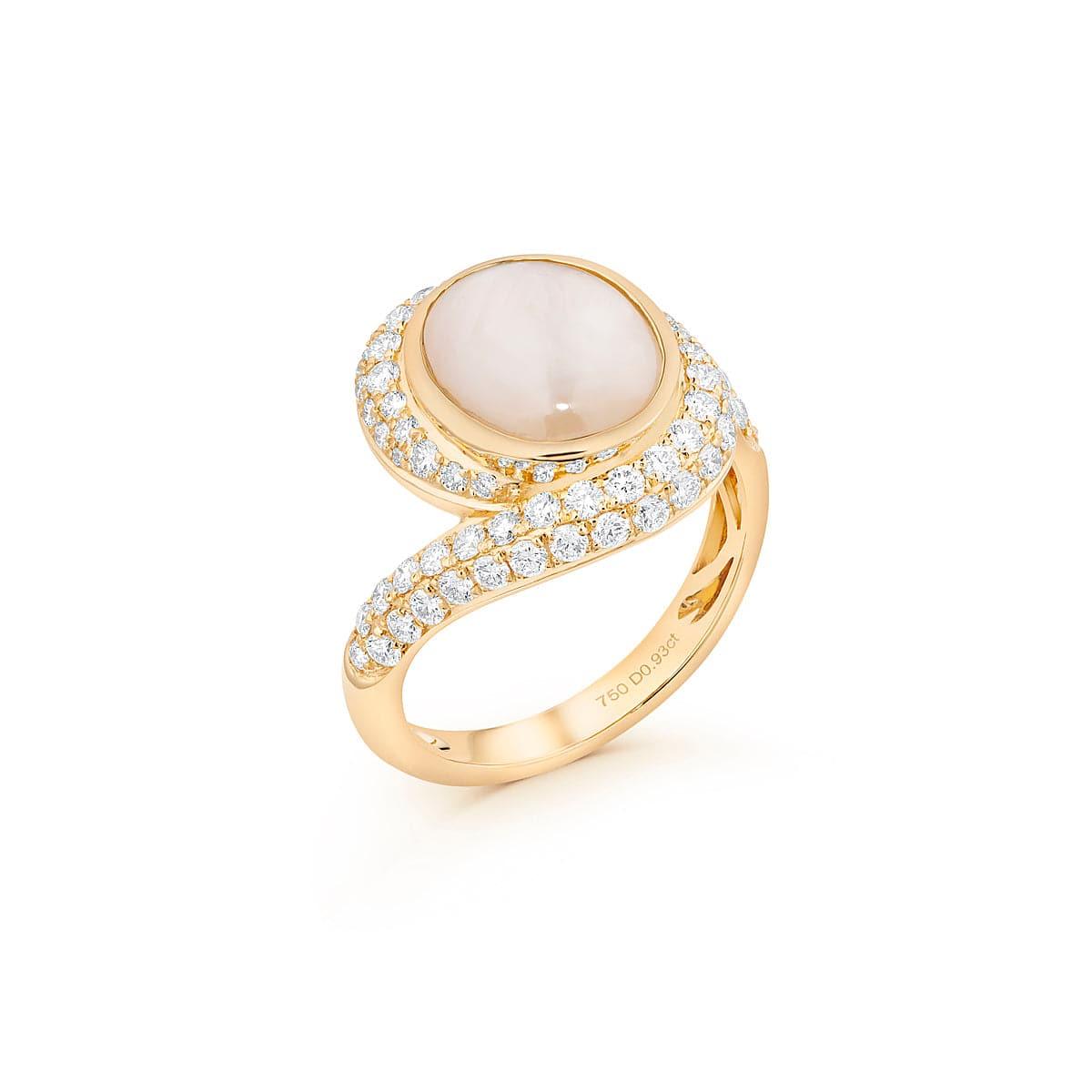 Star Sapphire and Diamond Twist Ring in Yellow Gold - Rosendorff Diamond Jewellers