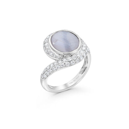 Star Sapphire and Diamond Twist Ring - Rosendorff Diamond Jewellers