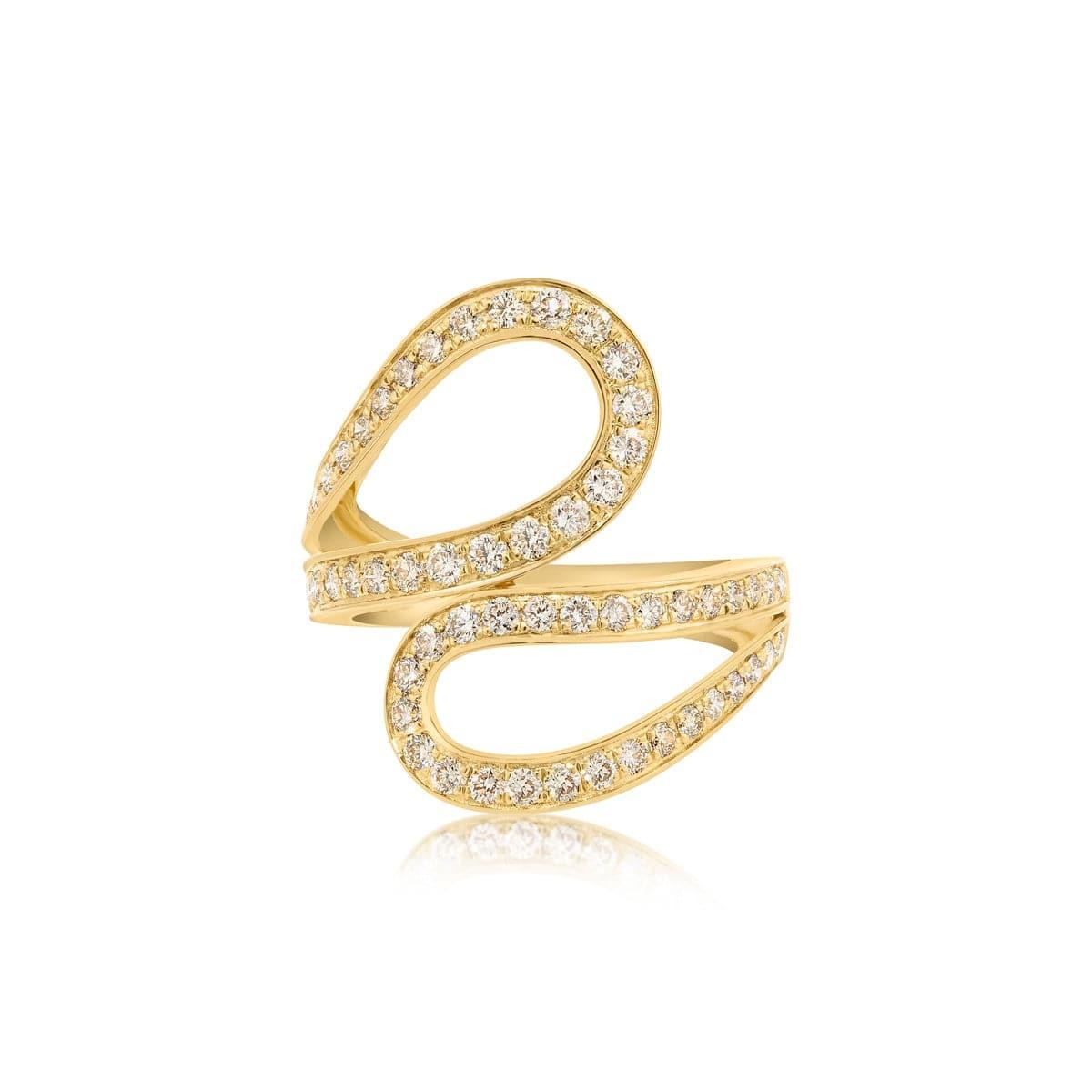 Champagne Open Leaf Dress Ring | 18ct Yellow Gold - Rosendorff Diamond Jewellers