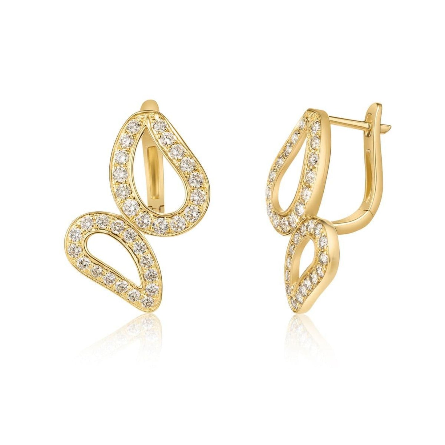 Champagne Open Leaf Earrings | 18ct Yellow Gold - Rosendorff Diamond Jewellers
