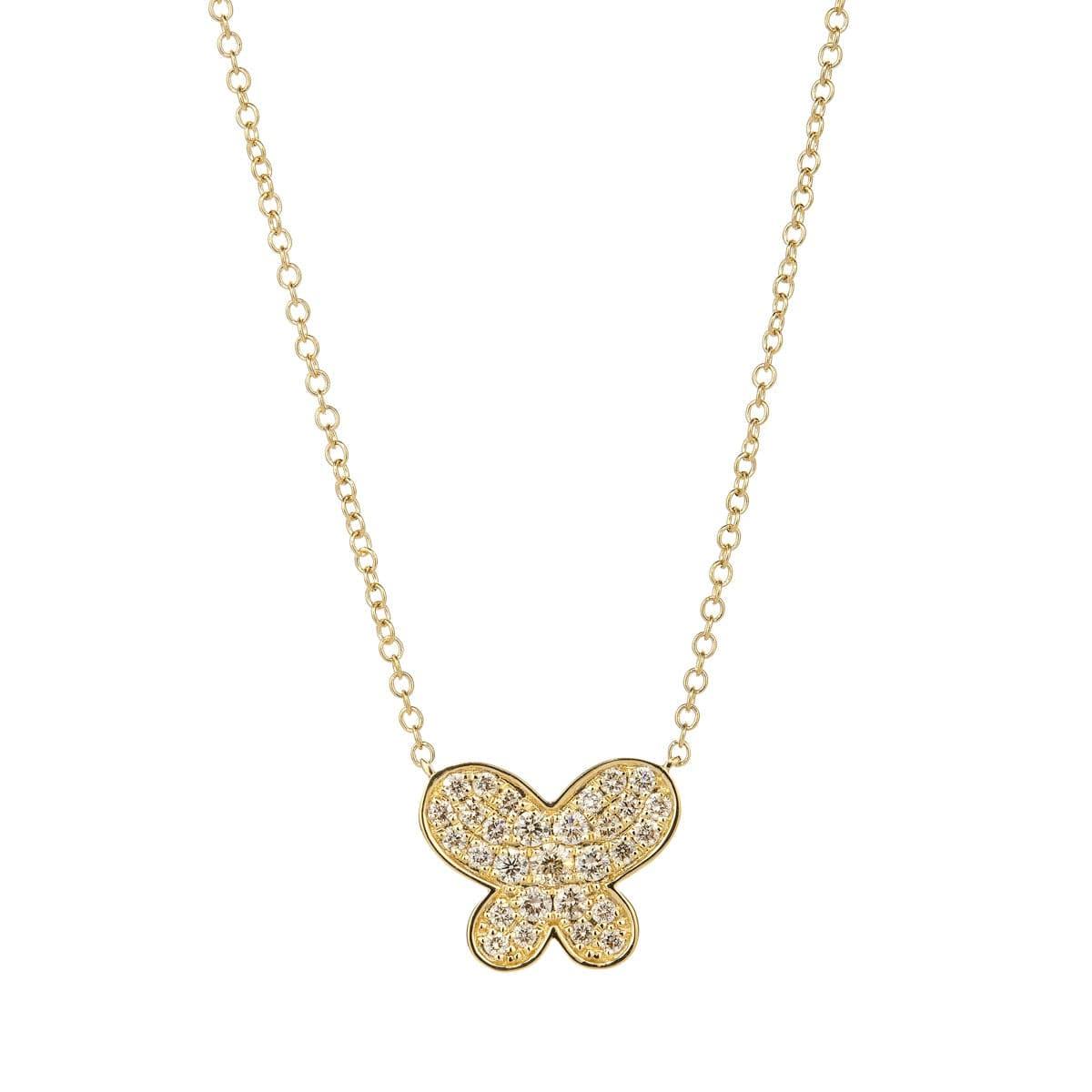 Gold butterfly clearance necklace with diamonds