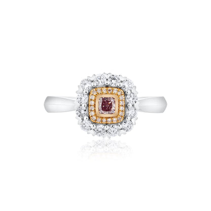 Cushion Pink Diamond With Double Halo In Pink & White Diamonds | 18ct White & Rose Gold